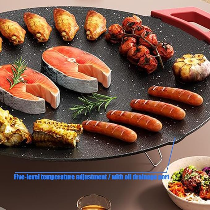 Non-Stick Electric Indoor Grill Pan, Indoor Smokeless Electric Griddle, 2026 Upgraded Smokeless Indoor Electric Grill & Nonstick Griddle for Steaks, Burgers and Indoor Cooking (Without Accessory)