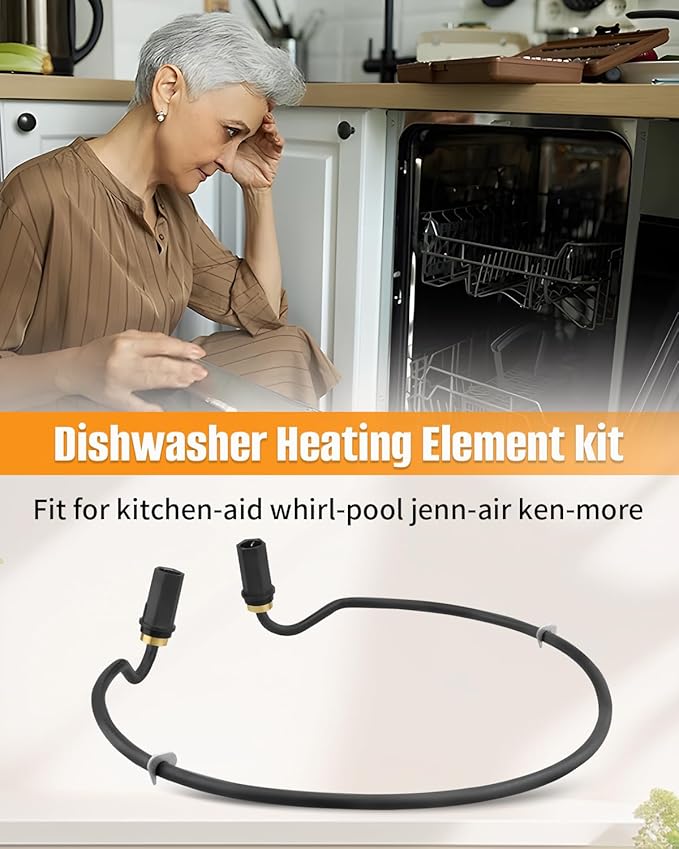 Dishwasher Heating Element Kit Fit for Whirlpool/Kenmore/Kitchen-Aid/Maytag/Jenn-Air Dishwasher, 110V-120V 800W-1500W