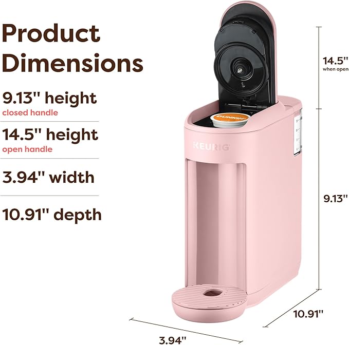 Keurig K-Mini Mate Single Serve K-Cup Pod Coffee Maker, Brews Up to 12 oz Cup, Compact Portable Coffee Machine for Small Spaces, Great for Dorms & Offices, Pink Sands