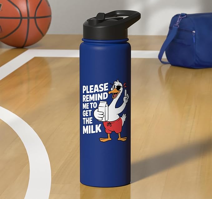 Please Remind Me To Get The Milk Funny Goose Stainless Steel Insulated Water Bottle
