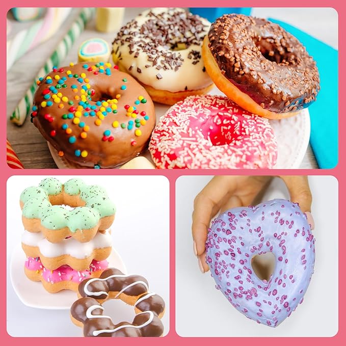 3 Pack Silicone Donut Pan, Non-stick Doughnut Molds for Baking, 6 Cavity Donut Maker Muffin Cupcake Bagel Making Tray (Pink, Orange, Green)