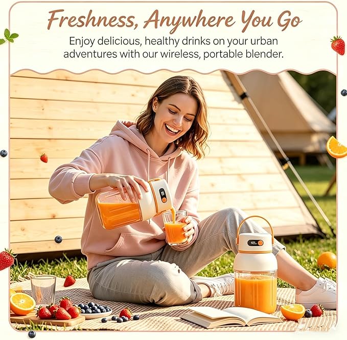 Portable Electric Juicer Cup with Zero Cord Hassle, Fresh Juicer Portable Blender with Digital Display, Leakproof USB-C Rechargeable Personal Blender for Home, Travel, Easy Clean (2a,800ml)
