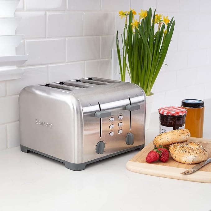 Kenmore 40605 4-Slice Toaster with Dual Controls in Stainless Steel