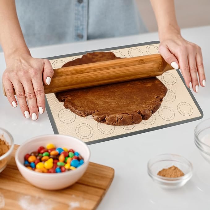 3pcs 42x29.5cm Non-stick Silicone Pastry Mats Heat Resistant Baking Sheet Liners with Fiberglass for Oven and Dough Kneading, Reusable Kitchen Baking Mats Set (coffee Bottom