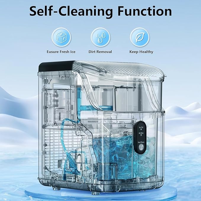 Antarctic Star Nugget Ice Maker Countertop,Ready in 6 Mins, 36Lbs Every 24H, Self-Cleaning, One Button Operation,for Home/Kitchen/Camping/RV. (Black)