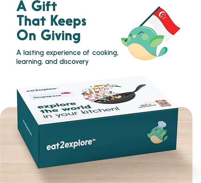 eat2explore Cooking Kits for Kids 17 Pcs – Interactive & Educational Kids Cooking Sets Real for Ages 5 and Up,3 Recipe Cards & Global Ingredients – Perfect for Families and Homeschooling (Singapore)