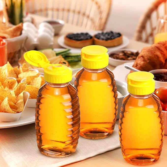 Didaey 48 Pcs 16 oz Honey Jar with Lids Squeeze Honey Bottles Bulk Clear Plastic Honey Container Honey Dispenser Empty with Flip Lid