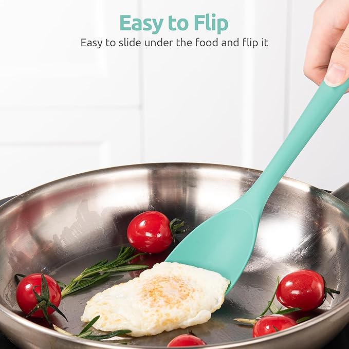 U-Taste 18/8 Stainless Steel Measuring Cups and Spoons Set of 12 (Multi) and 600ºF Heat Resistat Silicone Flexible Baking Spoon Spatula & Cooking Scoop Spoonula (Aqua Sky)