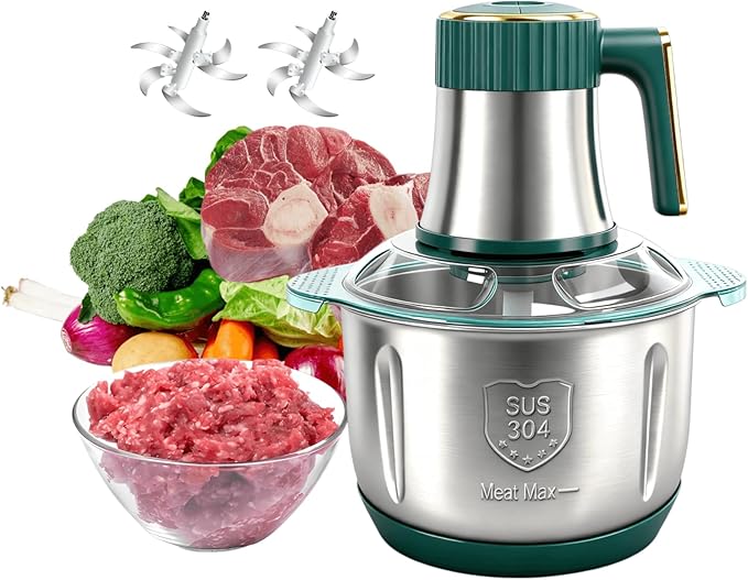 Food Processor,5-Speed Electric Food Chopper,Meat Grinder 5L(20Cups) with Two 6-Blade Sets,500W Powerful Vegetable Chopper Used for Dough Mixing,Meat, Nuts, Fruits, Garlic and Vegetables