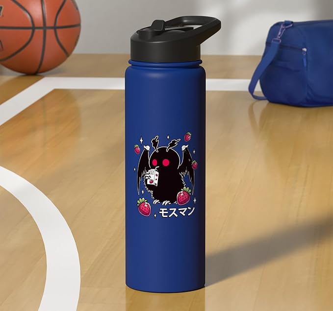 Kawaii Strawberry Milk Shake Carton Mothman Stainless Steel Insulated Water Bottle