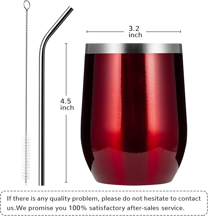 MEWAY 12oz Wine Tumbler 16 Pack Bulk Gifts for Women,Double Wall Vacuum Stainless Steel Travel Mug with Lid,Insulated Stemless Wine Cup Glass for Coffee,Cocktails,Drinks(Burgundy,Set of 16)