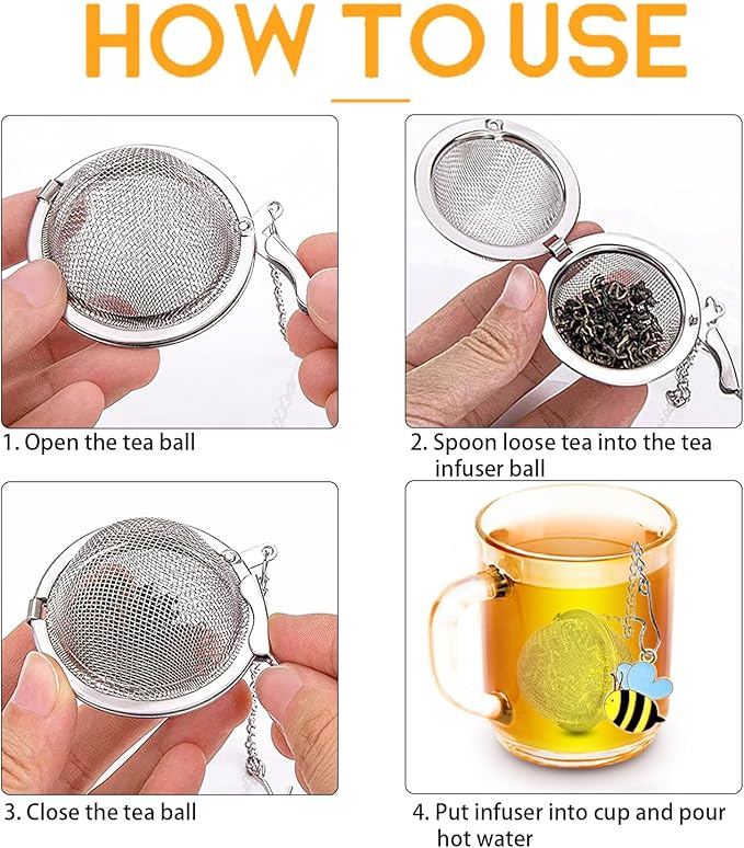 TeaSanavie 2 Pack Tea Infuser for Loose Leaf Tea with Gnome & Honey Bee Charms - 304 Stainless Steel Tea Steeper, Nature Themed Tea Gift