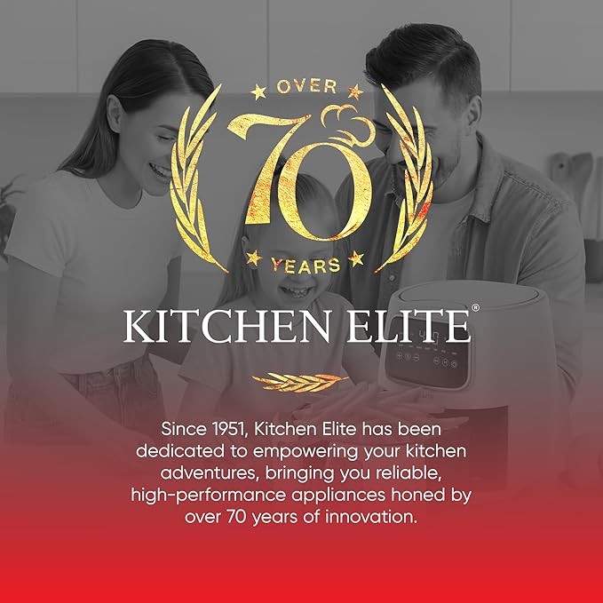Kitchen Elite 5.5 Qt. Digital Air Fryer, Countertop Cooker with LED Screen, Presets for Air Fry, Roast, Dehydrate, Defrost and Reheat, White