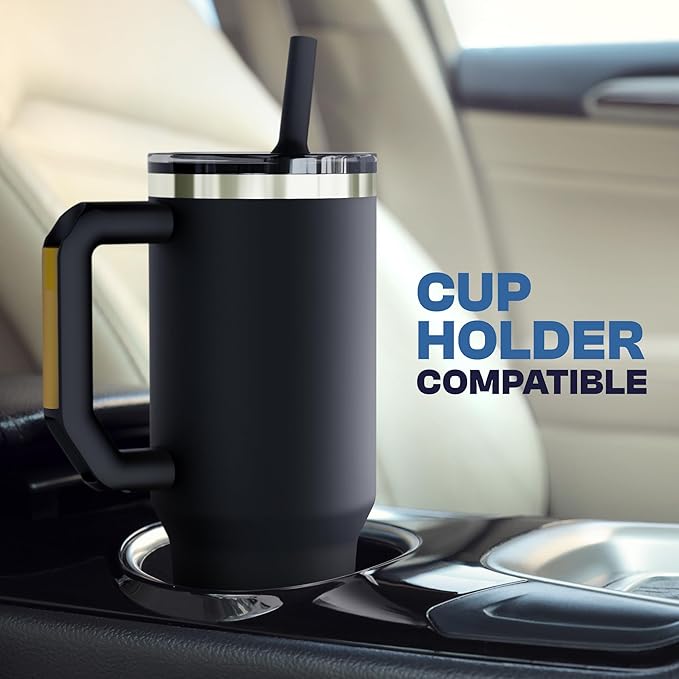 Thicc Buddy - 40 oz Stainless Steel Vacuum Insulated Tumbler with Lid and Straw for Water - Travel Mug Cupholder Friendly - Gifts for Women Men Him Her (Emerald Glitz)