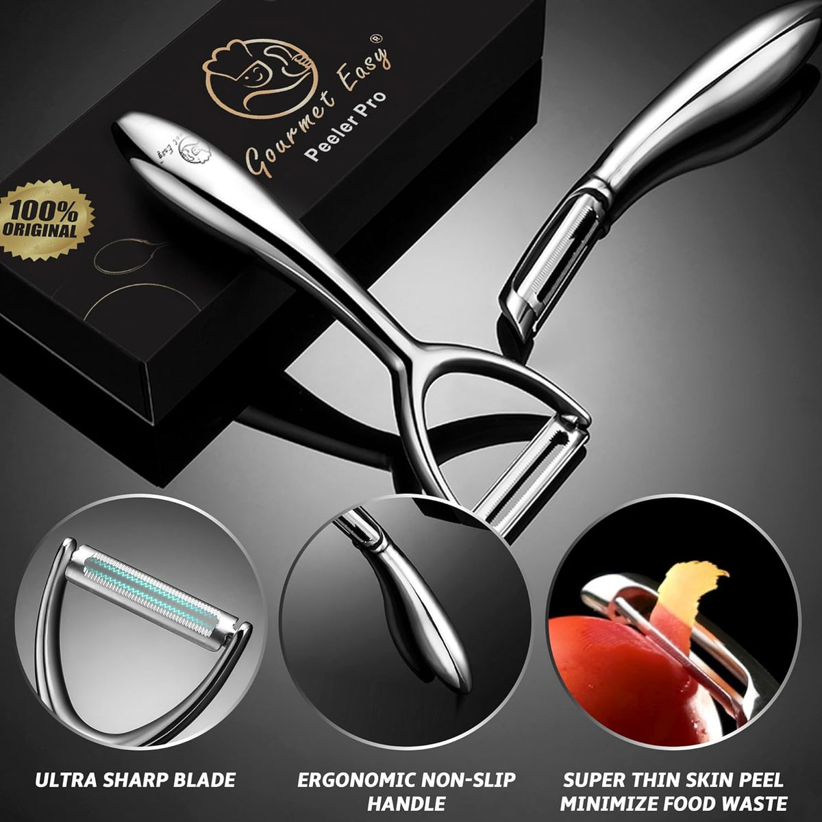 Vegetable Peeler, Premium Stainless Steel Potato Peeler, High Tensile Ultra Sharp Blade Fruit and Food Slicer, Y Shaped with Ergonomic Non-Slip Handle, Dishwasher Safe with 5 Years Warranty