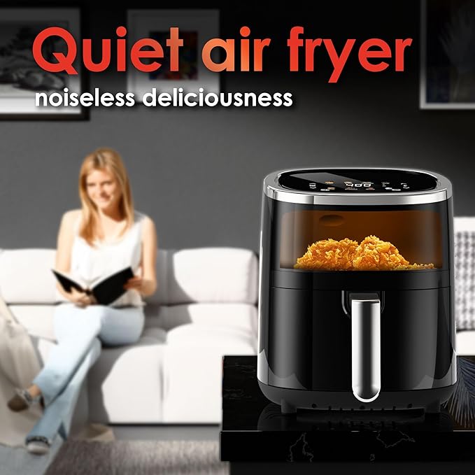 Compact Air Fryer, 9-in-1 with Smart Digital Color TouchScreen Air Fryers, View Window, Air Fry, Roast, Bake,Reheat, Dehydrate, 12 Presets,Dishwasher Safe Basket & Less Oil Nonstick,4.2QT
