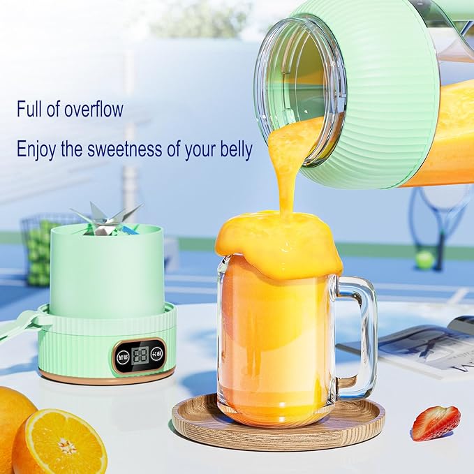 Large-capacity personal size blenders, powerful motor driving ten-blade cutter head, dual large-capacity batteries, TYPE-C fast charging head, 40Oz (1200ml) large capacity (green)