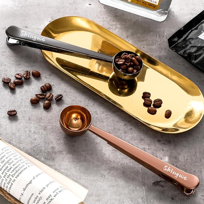 Coffee Scoop with Bag Clip, Multi-Function Milk Powder Measuring Spoon, 20ml (Silver)