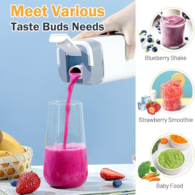 Portable Blender, 420 ml 12 Stainless Steel Blades USB Rechargeable Easy to Use & Self-Cleaning for Carrying or Storage (Black)