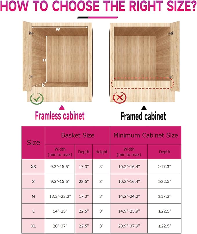 Pull Out Cabinet Organizer, Expandable(14.2"~24.4") Cabinet Drawers Slide Out, Adjustable Width Roll 0ut Shelf Cabinet Organizer for Kitchen Base Cabinet Organization (Medium, 1Pack)