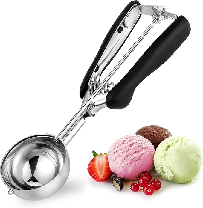Large Cookie Scoop 4 Tbsp, Professional Stainless Steel Ice Cream Scoop 60mm, Cupcake Scoop Muffin Scoop for Baking, Good Soft Grips, Quick Trigger Release, 60ml (4 Tablespoon)