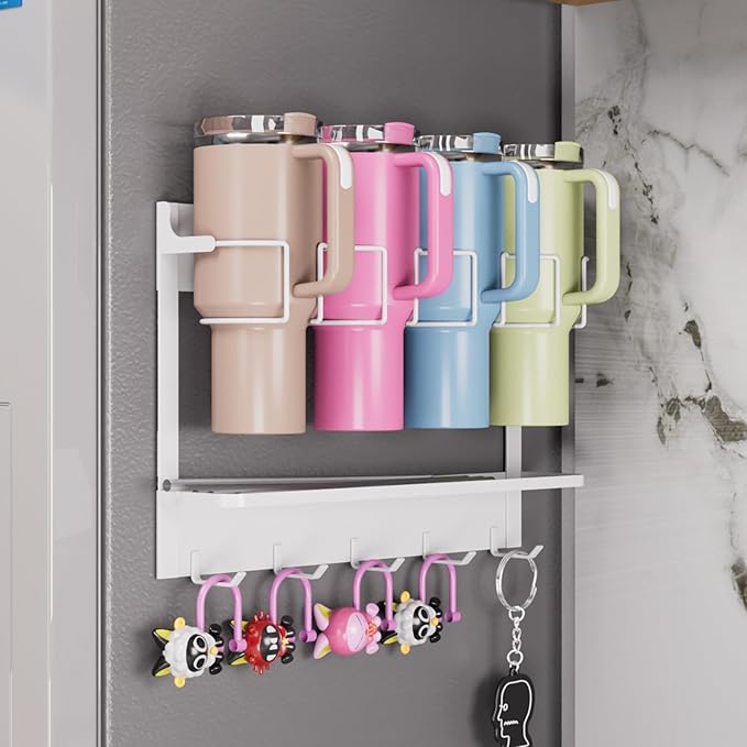 Water Bottle Organizer for Stanley Tumbler Cup Magnetic Stanley Cup Organizer Holder for Fridge Kitchen Cabinets, Tumbler Lazy Susan Storage Organizer for Stanley Cup Accessories