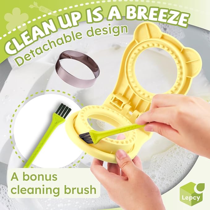 LEPCY Uncrustables Sandwich Maker Sealer Cutter, Crustless Sandwich Cutter, PB&J Uncrustable Maker - Color Yellow, Round Shape
