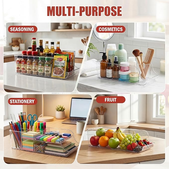 4 Pack Soda Can Organizer, Drink Organizer for Fridge, Clear Kitchen Pop Can Storage Organizer Soda Dispenser for Refrigerator Pantry