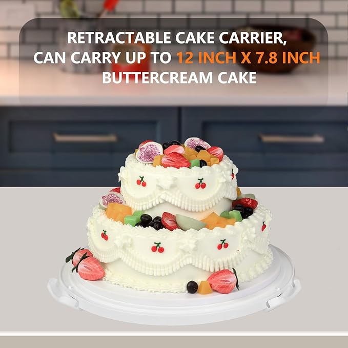 Round Cake Carrier Box with Lid and Handle, Transportation Insulated Bag for Cakes, Cupcakes and Pies, Triple Locking Design for Safe Transportation (Purple, 12 * 12 * 7.9 Inch)
