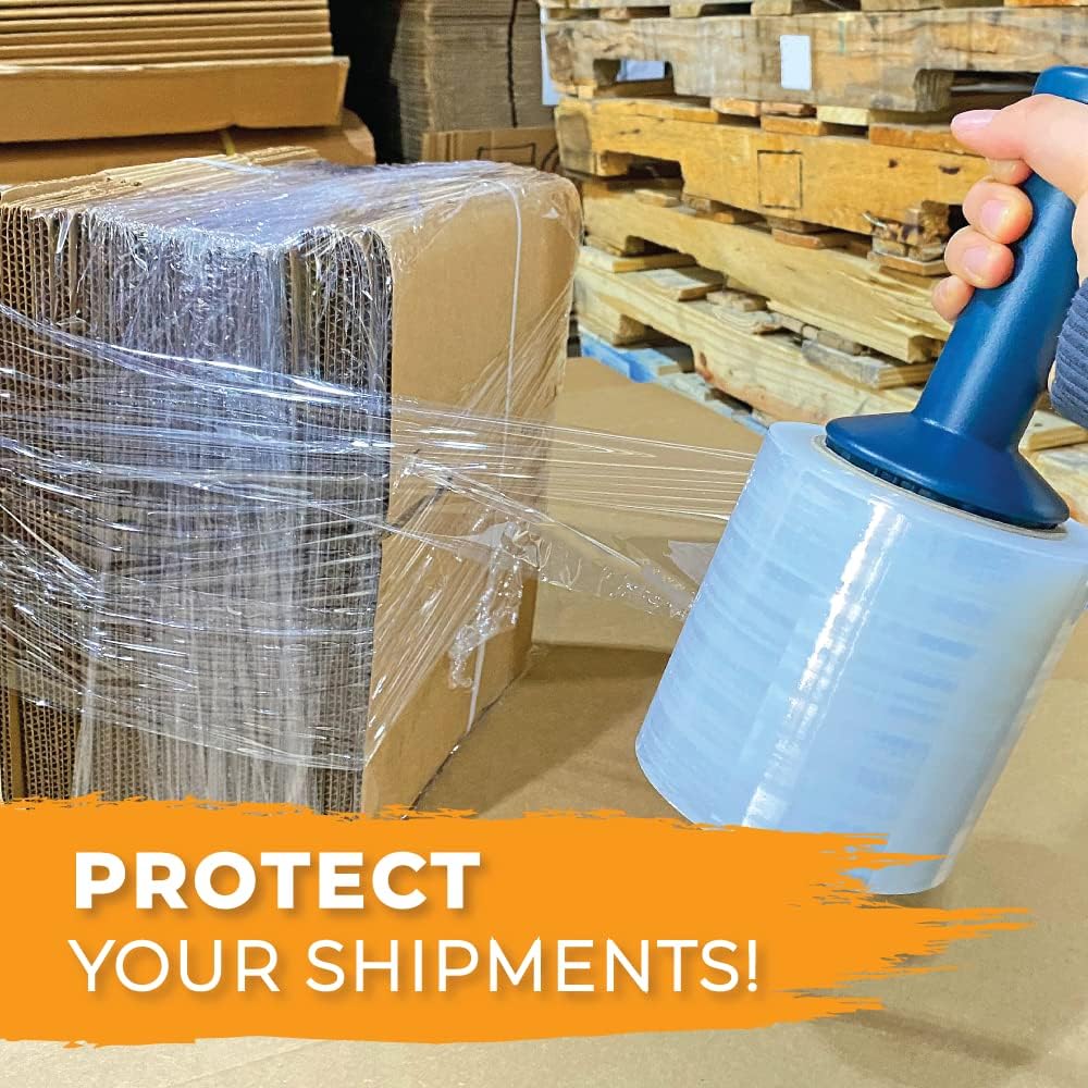 WOD SFCB80 Stretch Film Wrap Self-Adhering - 5 in x 1000 Ft - Clear Shrink Plastic 80 Gauge Thick for Packaging, Storage Moving Supplies, Palletizing, and Wrapping (Pack of 4)