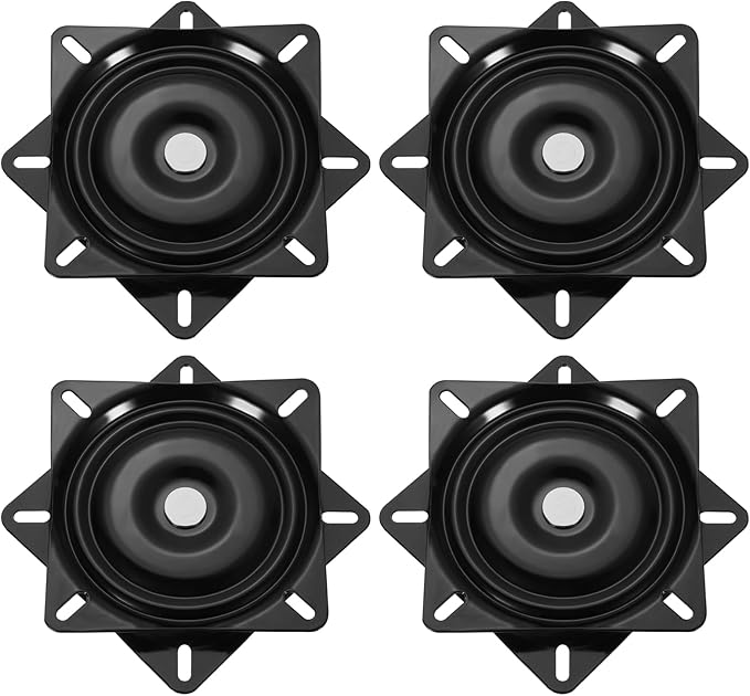 uxcell 4Pcs 6.5" Bar Stool Swivel Replacement, 360° Rotation Lazy Susan Turntable, Square Semi-Ball Bearing Seat Swivel Base Mount Plate for Recliner Chair or Table, Black (160x2.5mm)