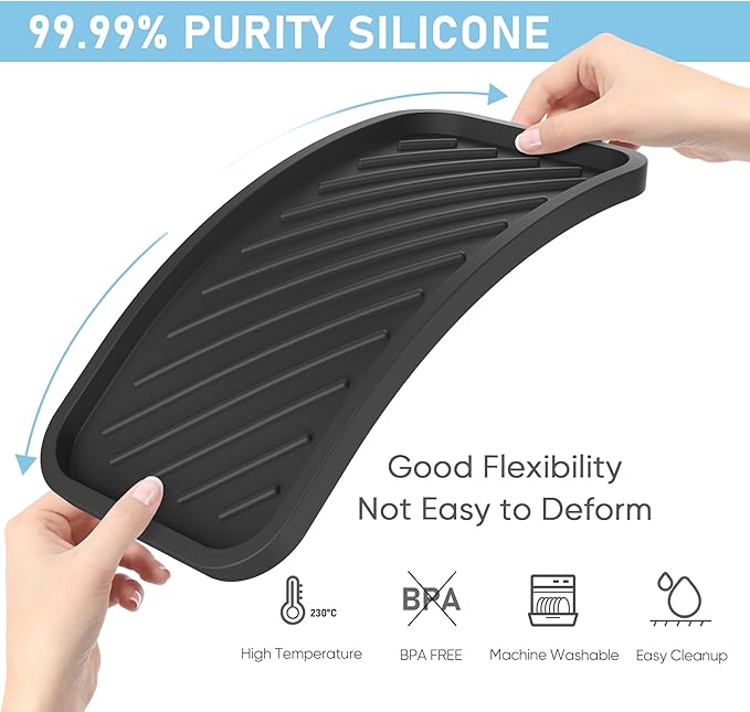 EG-SIPRO Kitchen Sink Organizer Tray,Sponge Holder for Kitchen Sink Bathroom Counter Tray Sponge Caddy Silicone Soap Holder for Soap dispenser, Bottle, Dishwashing Accessories(2-pack)