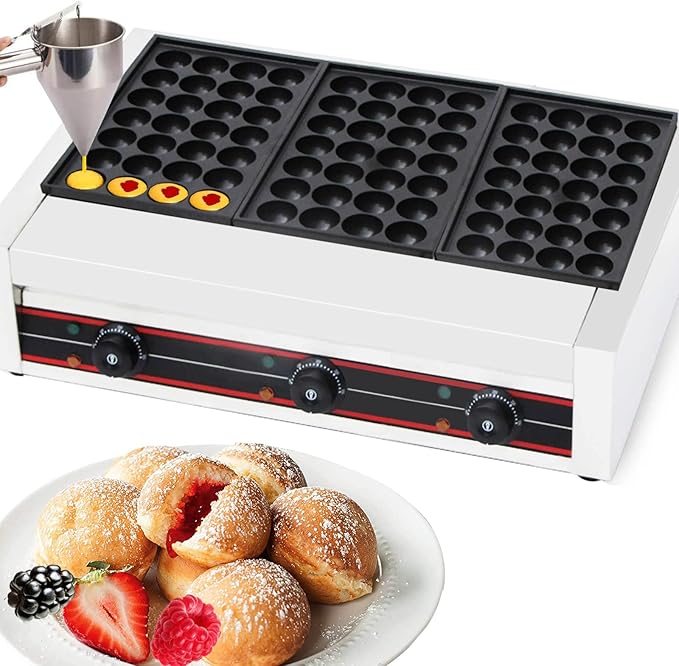 Takoyaki Maker Commercial Ebelskiver Pan 84 Holes Electric Grill Machine for Aebleskiver, Cake Pops, Pancake Balls, Donut Holes, 6000W, 220V