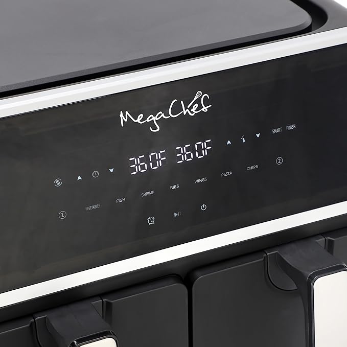 MegaChef Dual 4.8 Quart Fry Basket Digital Electric 1700W Adjustable Temperature Air Fryer, Countertop Fryer, Kitchen Appliance (9.6 Quart)