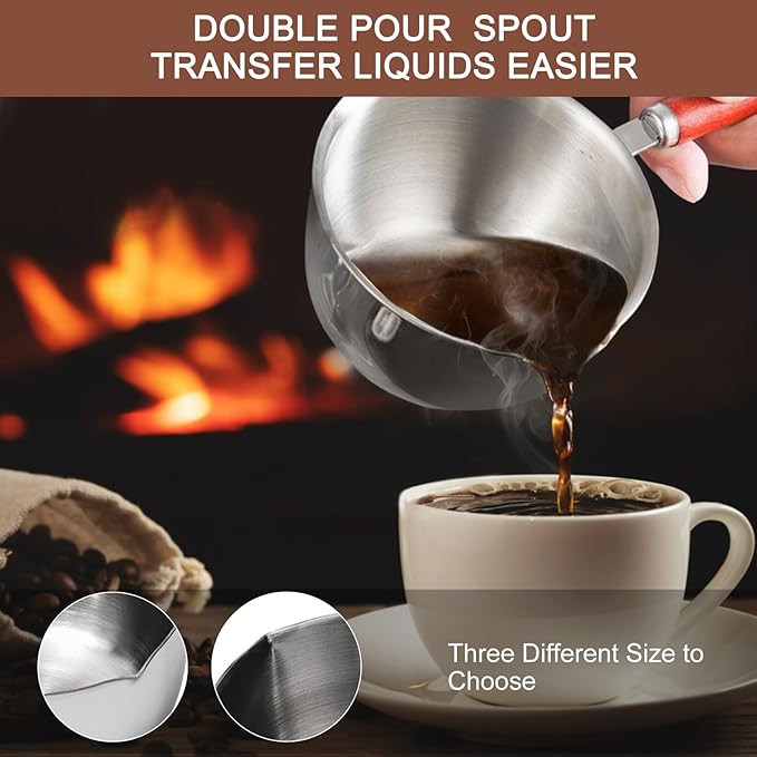 1Pc Stainless Steel Hot Oil Pan Hot Sauce Small Pot Cooking Butter Melting Pot, For Brewing Coffee, Warming Gravy, Melting Butter Or Chocolate, Heating Sauces, Silver(500ml)