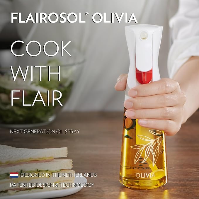 FLAIROSOL OLIVIA 130ML and 200ML Oil Sprayer for Cooking, Glass Olive Oil Sprayer
