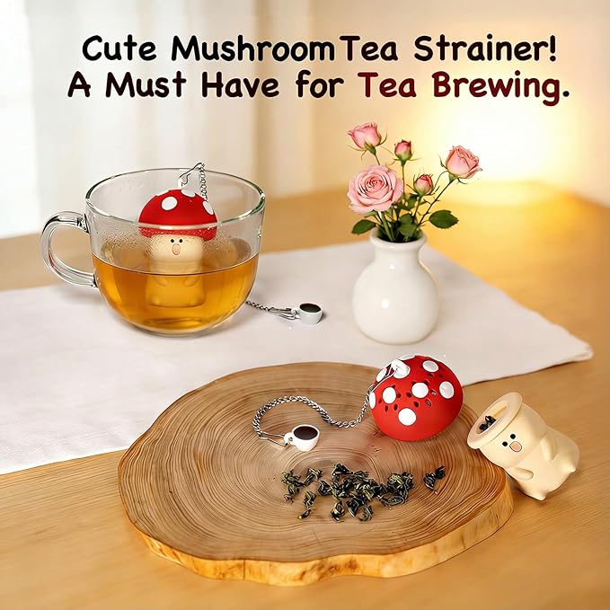 2PCS Mushroom Tea Strainers Silicone Tea Infusers Tea Infusers For Loose Tea Tea Accessories Cute Kitchen Accessories Mushroom Gifts