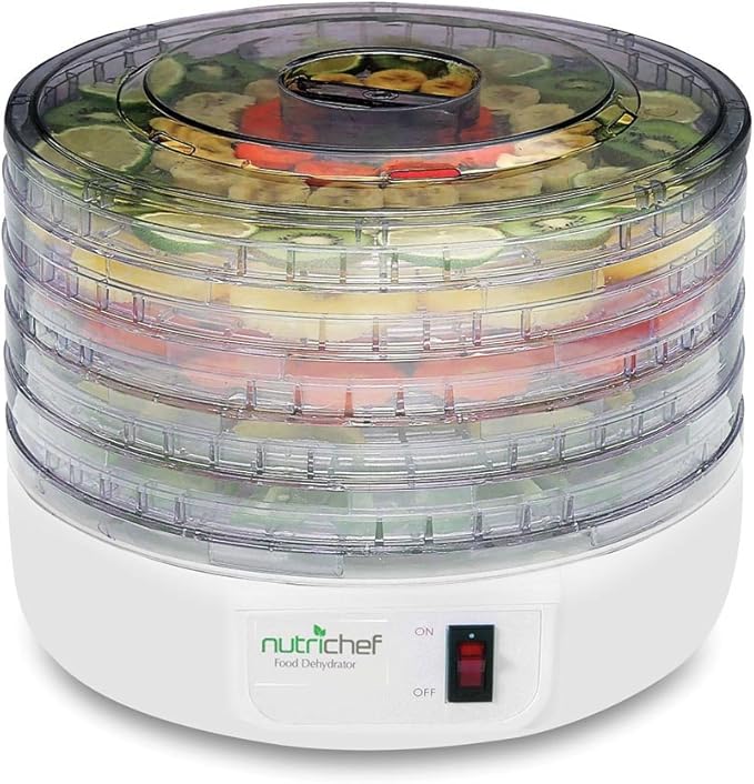 Electric Food Dehydrator Machine, Multi-Tier Kitchen Food Appliances, High-Heat Circulations- NutriChef PKFD12 & Nesco LM-2-6 13.5" Snackmaster Clean-A-Screen Food Dehydrators, 2 Count, White