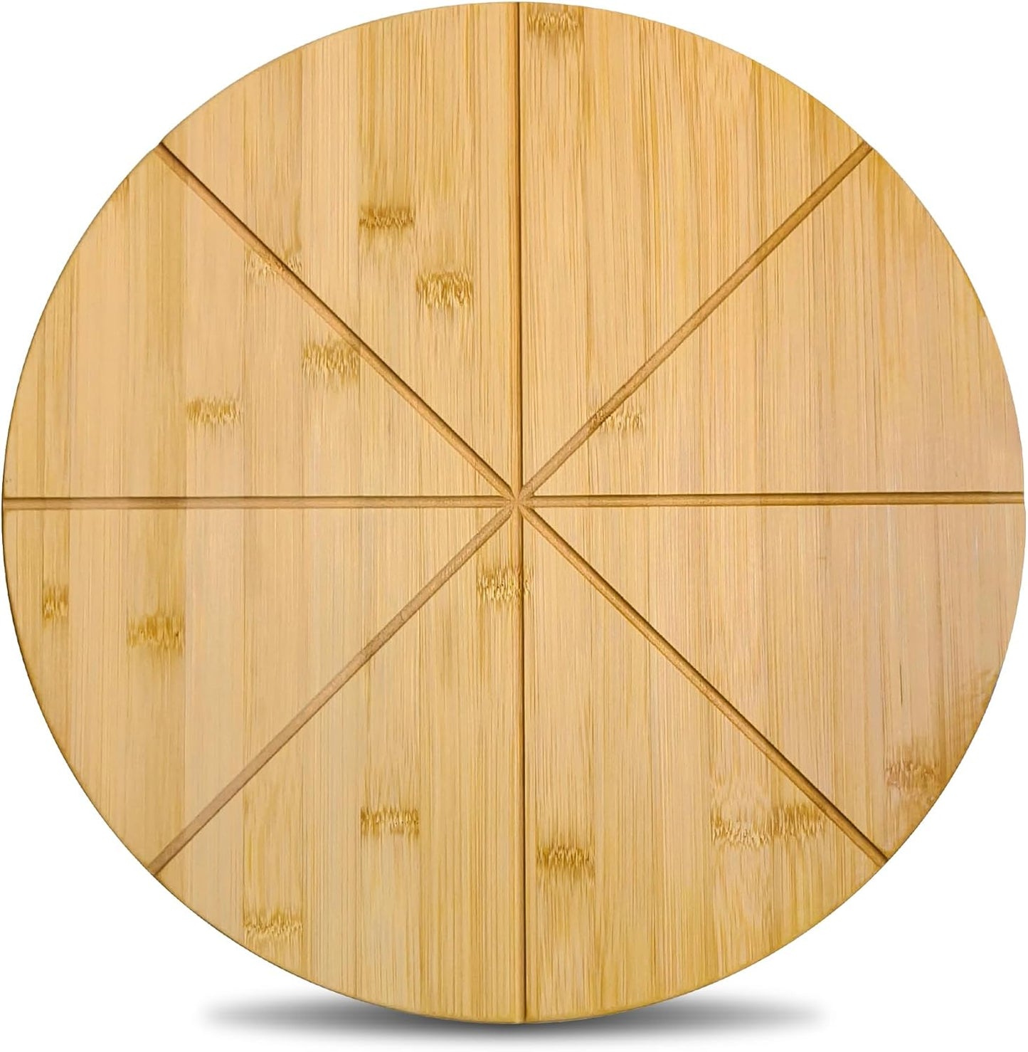 16"Double Sided Round Cutting Boards Large Pizza Cutting Board Pizza Server Bamboo Wooden 16inch Pizza Tray Cheese Platter Pizza Oven Accessories Kitchen Gifts Pizza Prep Board with Cutting Grooves