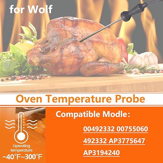 for Wolf Oven Meat Probe 00492332 Compatible Models 00755060 492332 AP3775647 AP3194240