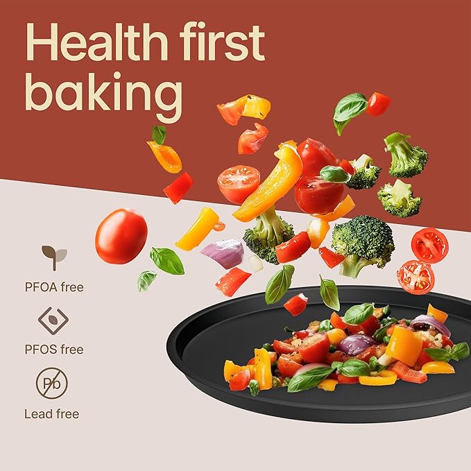 Bakken Swiss Pizza Tray Set 3-Piece – Gray Coating, Non-Stick, Round Steel Pizza Pans - Dishwasher Safe, Premium Bakeware for Home Cooking