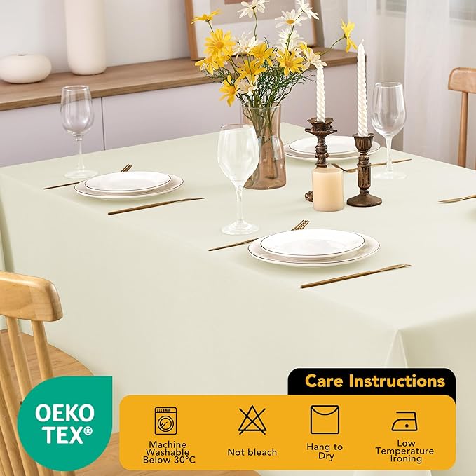 10-Pack Ivory Tablecloths for Rectangle Tables, 54 x 108 Inches, Stain-Resistant Polyester Fabric for 6 Foot Tables - Washable Table Covers for Weddings, Banquets, Birthday Parties, Events