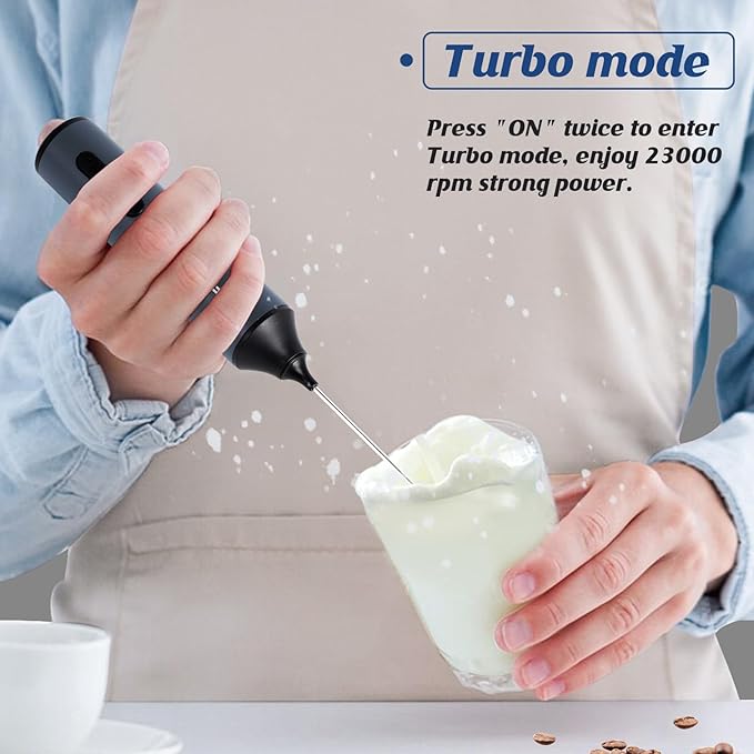 FoodVille MF05 Rechargeable Milk Frother USB Charging Handheld Foam Maker with Stainless Balloon Whisk for Cappuccino, Latte, Bulletproof Coffee, Keto (Grey without Stand)