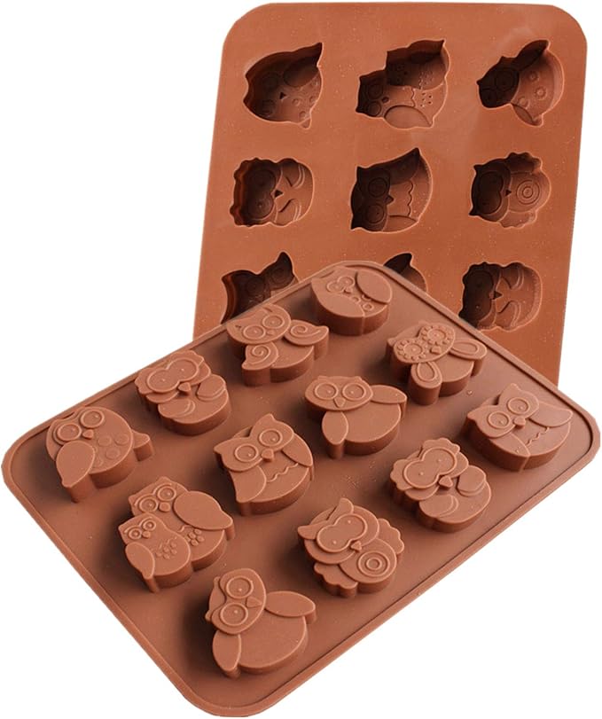 Joyeee 1 Pcs Animal Chocolate Mold, Owl Candy Mold Silicone Jello Mould for Kids, Small Silicone Molds for Candy Making, DIY Homemade Gummy, Ice, Pudding, Chocolate, Soap, Wax Melt etc