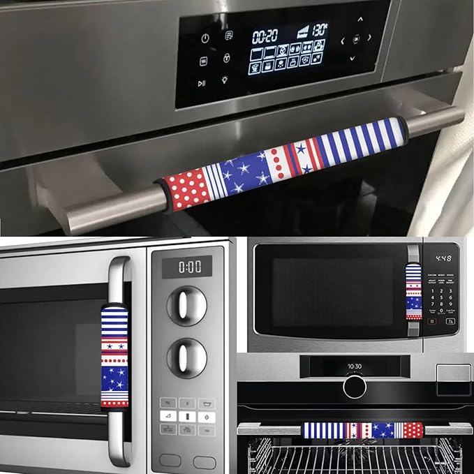 6 Pcs Refrigerator Door Handle Covers for July 4th Independence Day American Flag Print Kitchen Appliance Fridge Dishwashers Microwave Door Handle Protector Covers