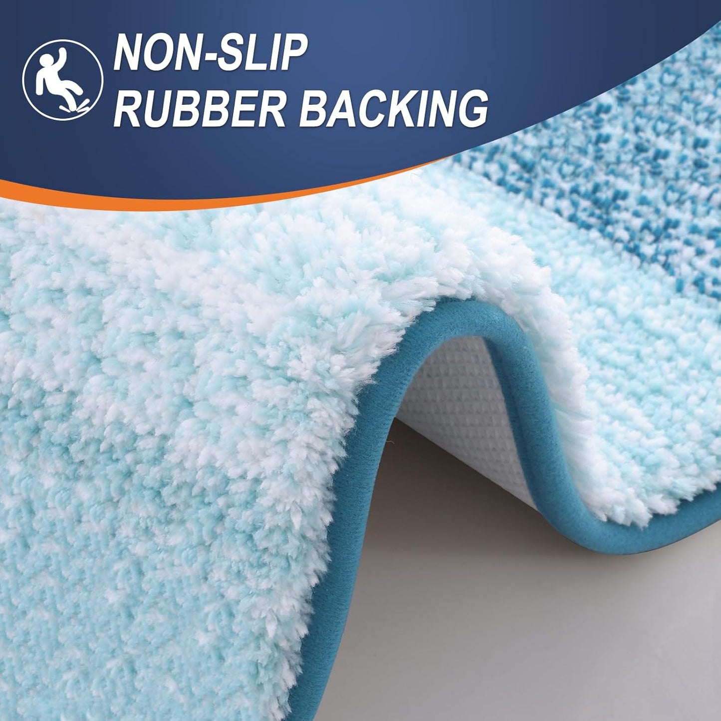 OLANLY Bathroom Runner Rugs 47x20, Extra Soft Absorbent Microfiber Bath Rugs, Rubber Backing, Quick Dry, Washable Bath Mats for Bathroom Floor, Tub and Shower, Home Decor Accessories, Peacock Blue