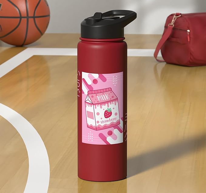 Strawberry Milkshake Tshirt Japanese Otaku Anime Kawaii Stainless Steel Insulated Water Bottle