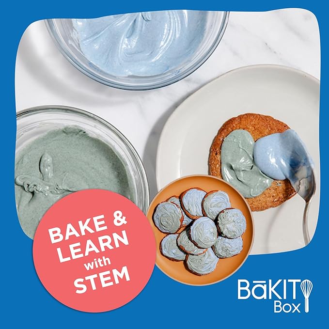 BāKIT Box Aurora Swirl Cookies Baking Kit for Kids, STEM Science of Color Educational Activity Kit, Learn Chromatography, Color Mixing, & More, Includes Organic Food Coloring with Spirulina, Ages 6–13