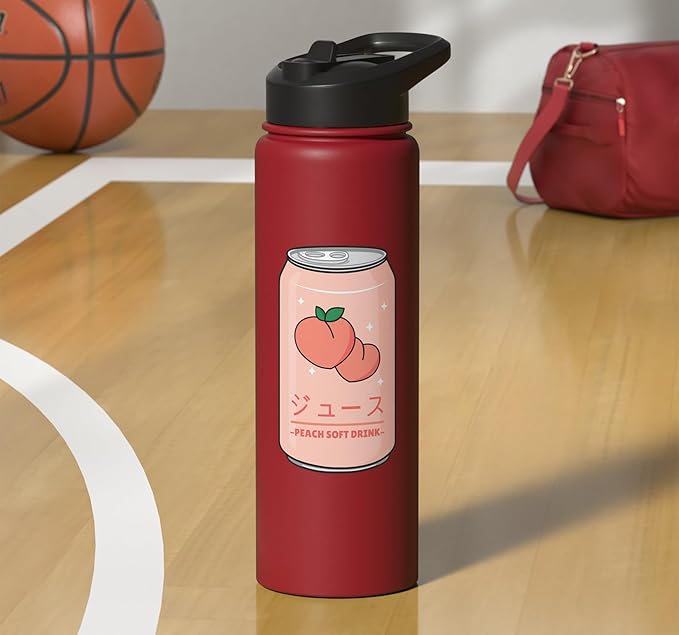Kawaii Soft Drink Aesthetics Japanese Peach Juice Stainless Steel Insulated Water Bottle