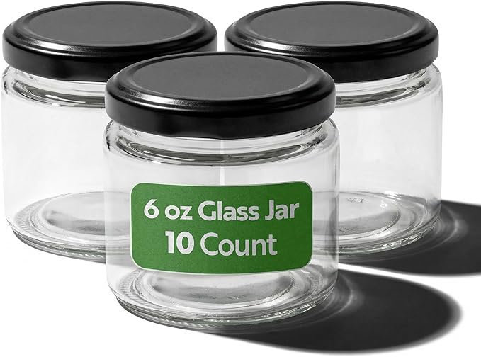 Restaurantware 10 Pack Of Glass Jars, 6 Oz Durable Glass Jars With Lids, Small Mason Jar For Food Reusable Hot And Cold Friendly, For Restaurants And Kitchens, Clear Storage Jar